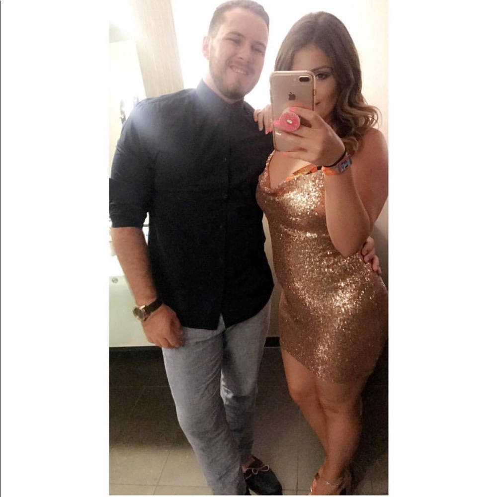 Rose gold sequin dress